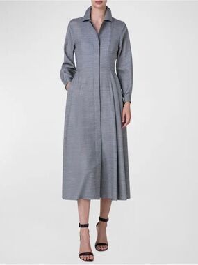 Akris Long Sleeve Wool Shirt Dress size 8